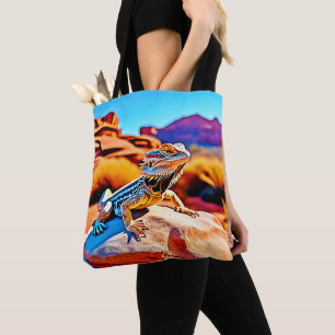 Desert Dragon Lizard Design Tote Bag