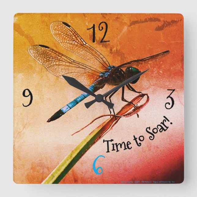 *'Desert Dragonfly' design, Square Wall Clock (Front)