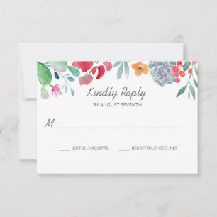 Desert Dream Boho Watercolor Floral Wedding RSVP Card