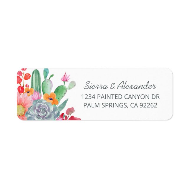 Desert Dream Cactus Bouquet Wedding Return Address Label (Front)