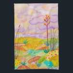 Desert Dreams Garden Watercolor New Mexico Tea Towel<br><div class="desc">Watercolor painting inspired by a visit to New Mexico. Hand painted by me for you.
Decorate your kitchen with this cool towel. Makes a great housewarming or anniversary gift! 
You can customise it and add text too.
Check my shop for lots more colours and patterns plus matching stuff!</div>