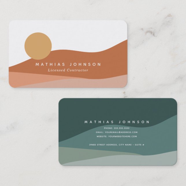 Desert Dreams Minimalist Day and Night Business Card (Front/Back)