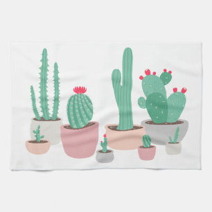 Desert Dreams Potted Cacti Tea Towel