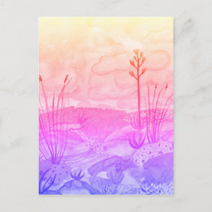 Desert Dreams Watercolor New Mexico Sunset Postcard