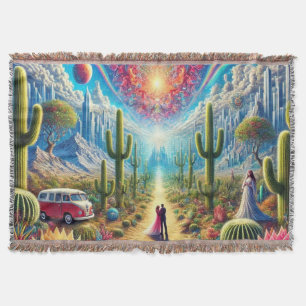 Desert Dreamscape: Oasis of Infinite Wonders Throw Blanket