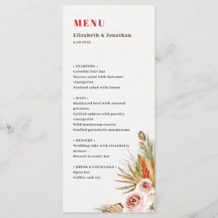 Desert dried flowers romantic boho terracotta menu