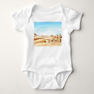Desert Dunes African City Watercolor Baby Bodysuit