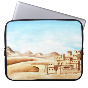 Desert Dunes African City Watercolor Laptop Sleeve