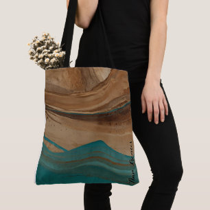 Desert Dunes Oasis Turquoise Beauty Earthy Flow Tote Bag