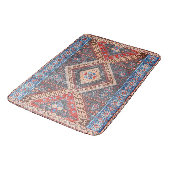 Desert Echoes: Southwestern Boho Heritage Bath Mat (Angled)