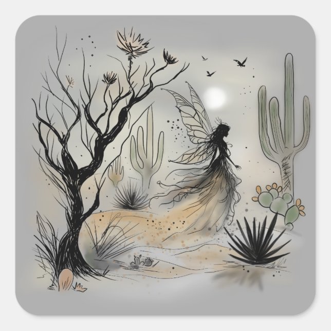 Desert Fairy Square Sticker (Front)