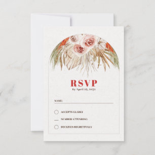 Desert floral arch boho earth tones RSVP card