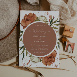 Desert Floral Bohemian Rust Wedding Invitation