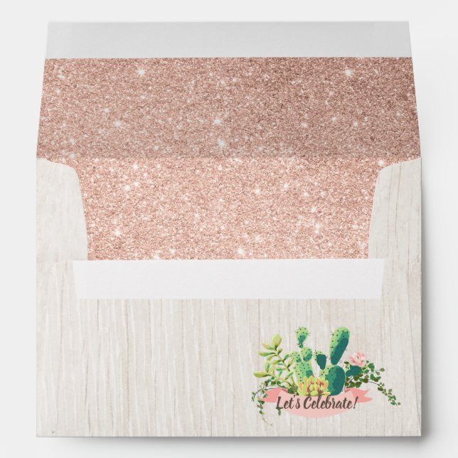 Desert Flower & Rose Gold Glitter Liner Envelopes (Back (Bottom))