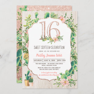 Desert Flower Sweet Sixteen Birthday Invitation