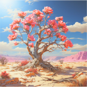 Desert Flower Tree Radiant Surreal Landscape