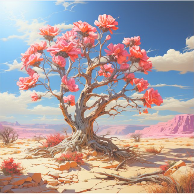 Desert Flower Tree Radiant Surreal Landscape (Front)