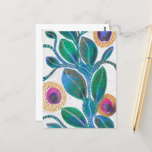 Desert flower, watercolor and pen, original art postcard