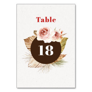 Desert flowers boho floral wedding table number