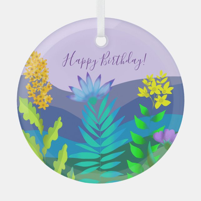 Desert flowers glass tree decoration (Front)