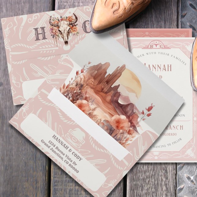 Desert Flowers Western Wedding Invitation Envelope (Creator Uploaded)
