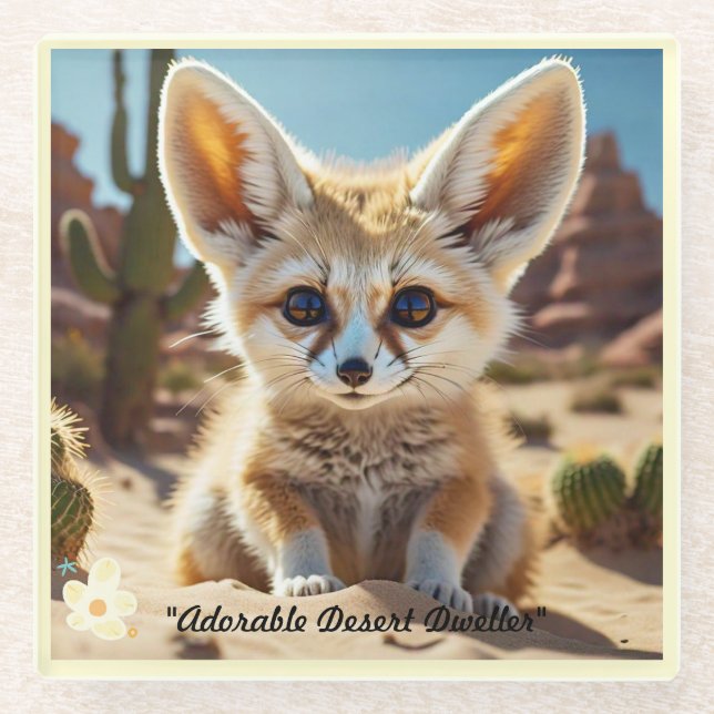 "Desert Fox Graphic" Glass Coaster (Front)