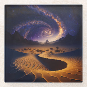 Desert Galaxy Surreal Landscape Art Glass Coaster