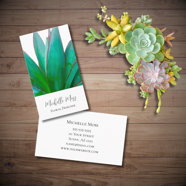 Desert Garden Succulent Elegant Script Business Card (Creator Uploaded)
