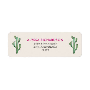 Desert Glam Cactus Wedding Return Address Label