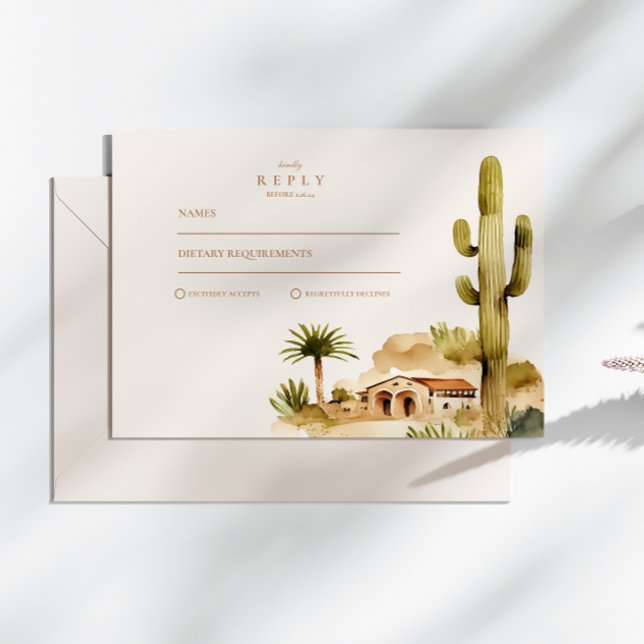 Desert Hacienda Wedding Style RSVP Card (Creator Uploaded)