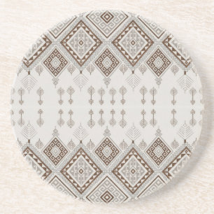 Desert Harmony Brown Moroccan Geometric Tribal Coaster