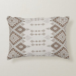 Desert Harmony Brown Moroccan Geometric Tribal Decorative Cushion