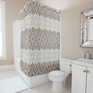 Desert Harmony Brown Moroccan Geometric Tribal Shower Curtain