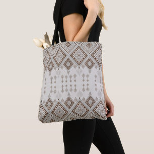 Desert Harmony Brown Moroccan Geometric Tribal Tote Bag