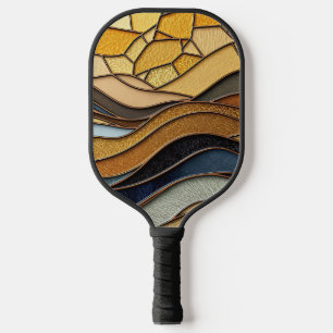 Desert Hills Sand Gold Mosaic Fine Art Pickleball Paddle