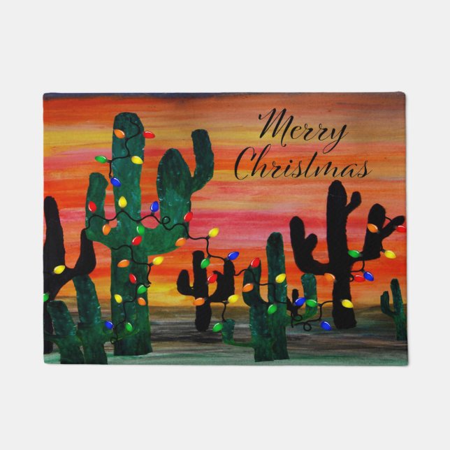 Desert home cactus sunset Holiday design Doormat (Front)