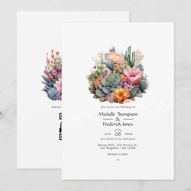 Desert Hues Floral Wedding Invitation (Front/Back)