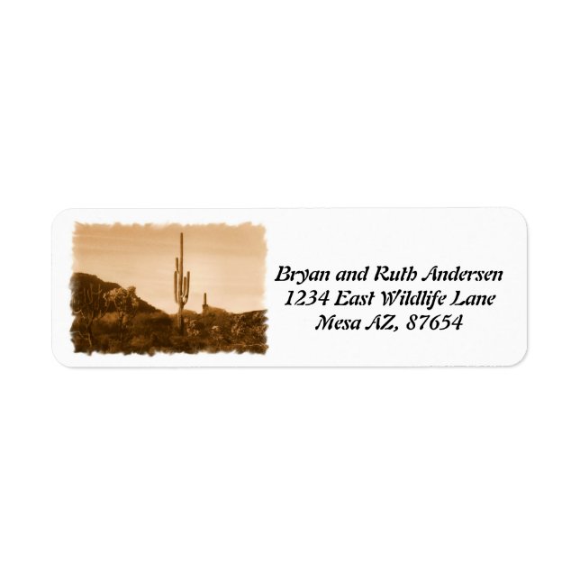 Desert in sepia return address label (Front)