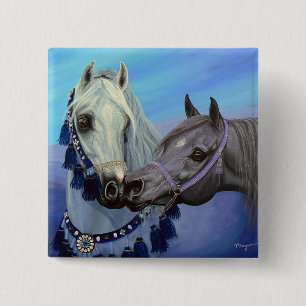 Desert Jewels Arabian horses square button