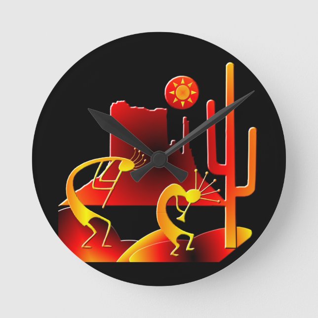 Desert Kokopelli Round Clock (Front)