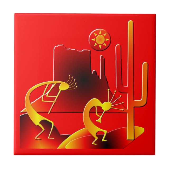 Desert Kokopelli Tile (Front)