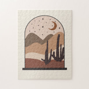 Desert Landscape, Arizona, Boho Abstract Art Jigsaw Puzzle