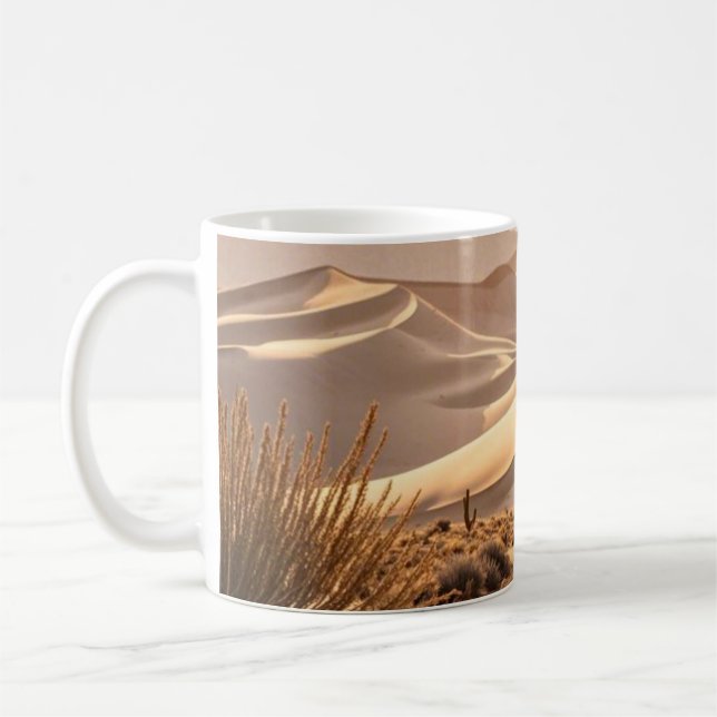 Desert landscape at sunset coffee mug (Left)