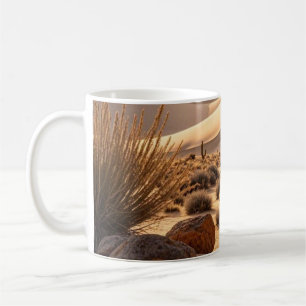 Desert landscape at sunset coffee mug
