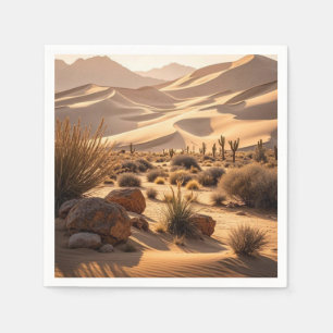 Desert landscape at sunset napkin