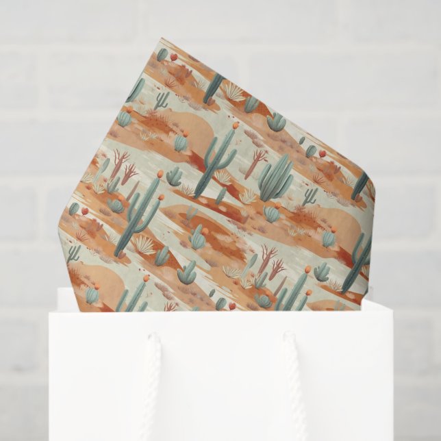 Desert Landscape Cactus Decoupage Tissue Paper (Gift Bag)