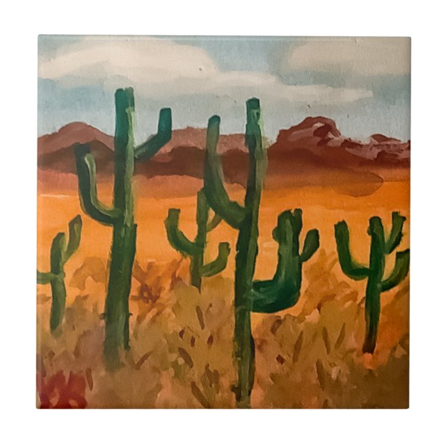 Desert Landscape Ceramic Tile (Front)