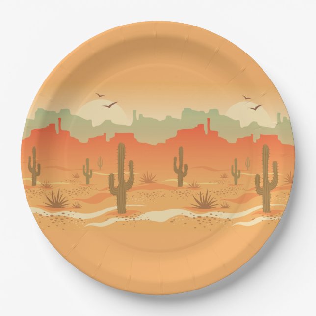 Desert Landscape Design Paper Plate (Front)
