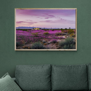 Desert Landscape in Bloom AI Art Photorealistic Poster