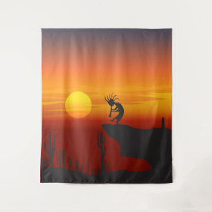 Desert Landscape Kokopelli Sunset Tapestry